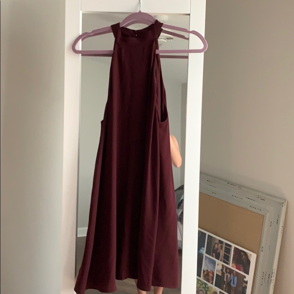 maroon high neck dress